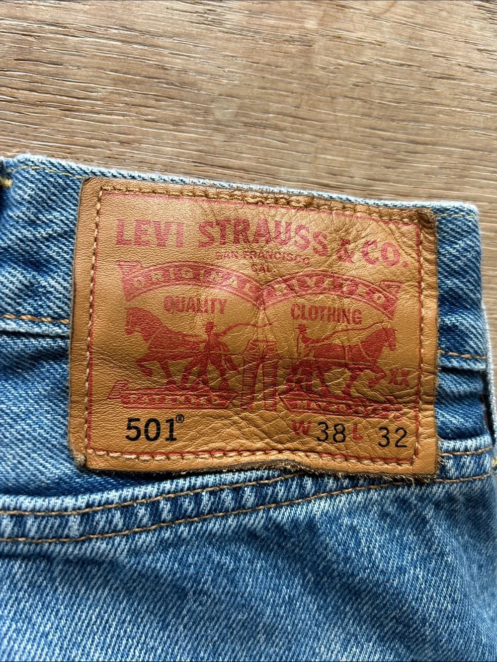 Levi’s Customized Men's 501 Straight Fit Ripped Denim Jeans - Blue